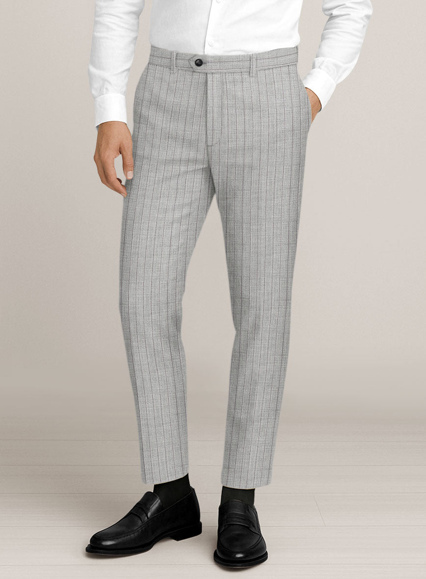 Bristol Light Gray Pinstripe Pants - StudioSuits