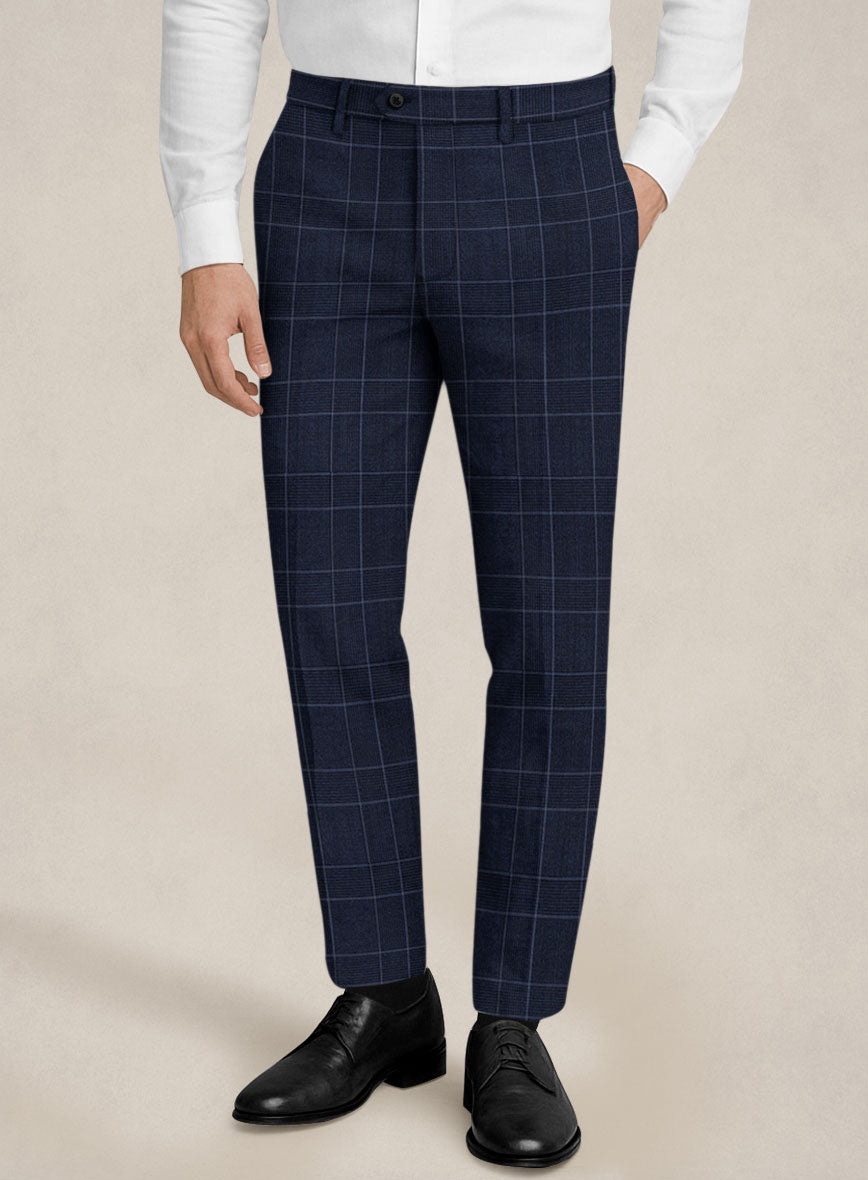 Bristol Marine Blue Windowpane Pants - StudioSuits