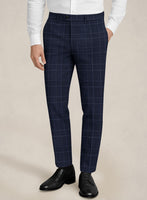 Bristol Marine Blue Windowpane Pants - StudioSuits