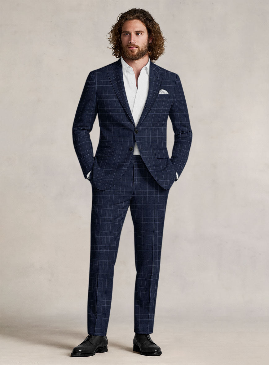 Bristol Marine Blue Windowpane Suit - StudioSuits