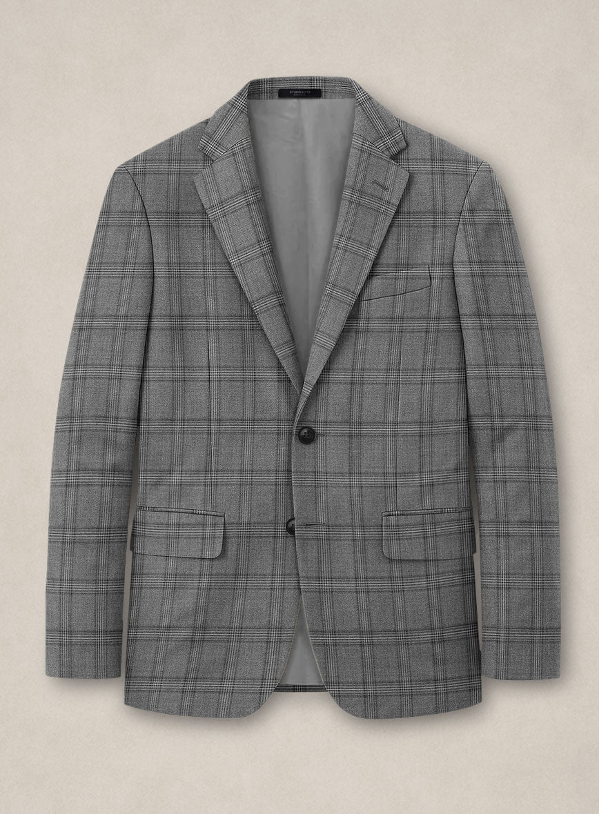 Bristol Marmo Gray Windowpane Jacket - StudioSuits