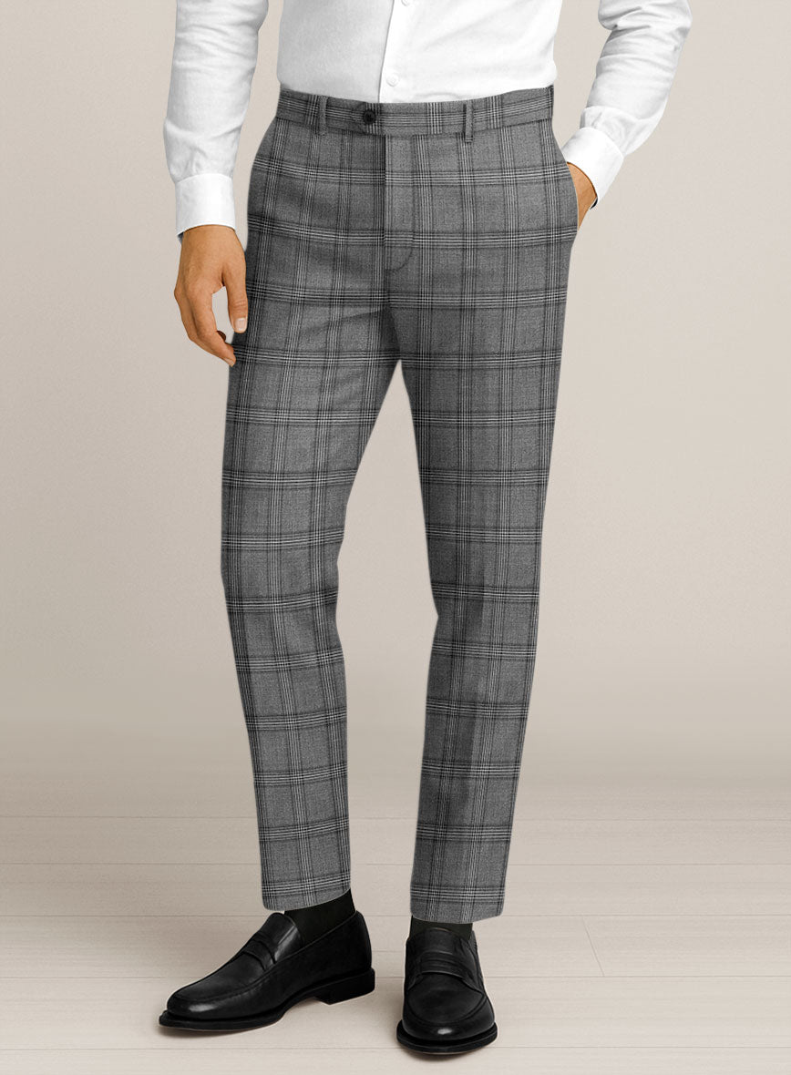 Bristol Marmo Gray Windowpane Pants - StudioSuits