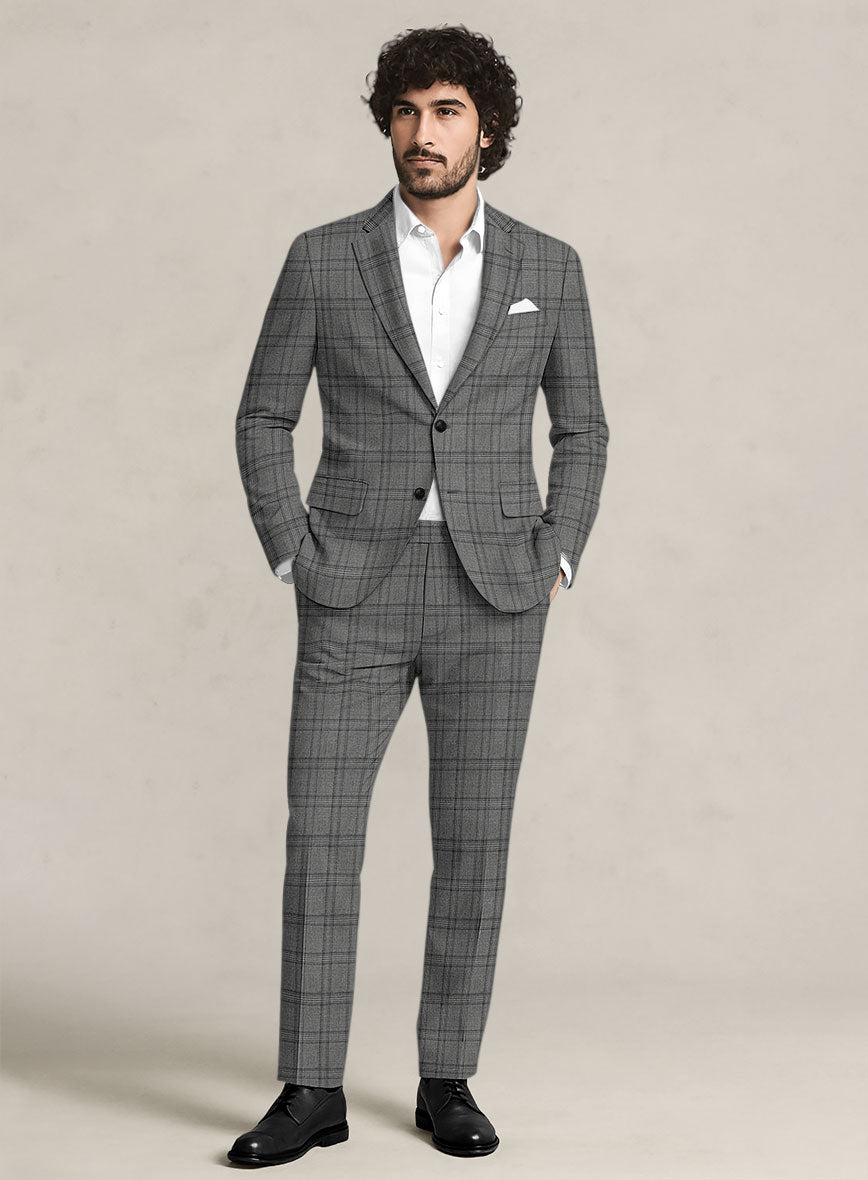 Bristol Marmo Gray Windowpane Suit - StudioSuits