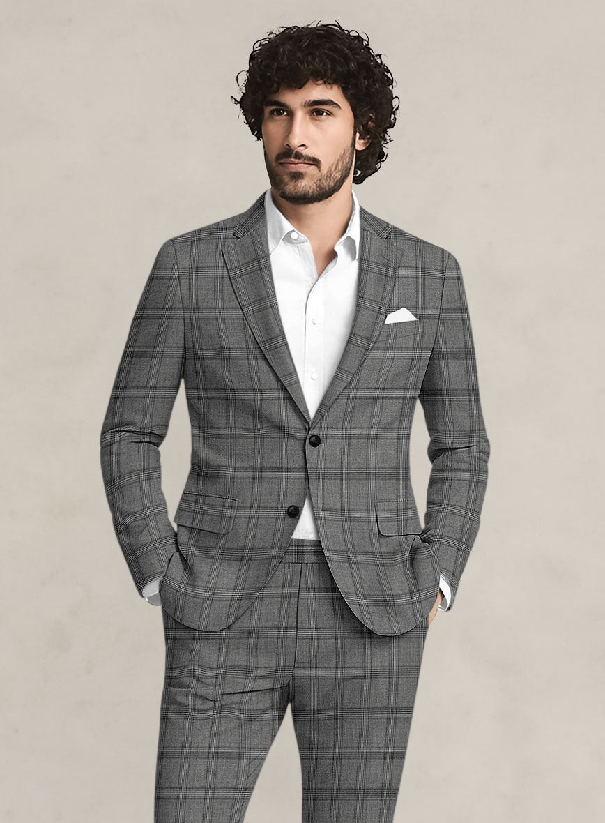 Bristol Marmo Gray Windowpane Suit - StudioSuits