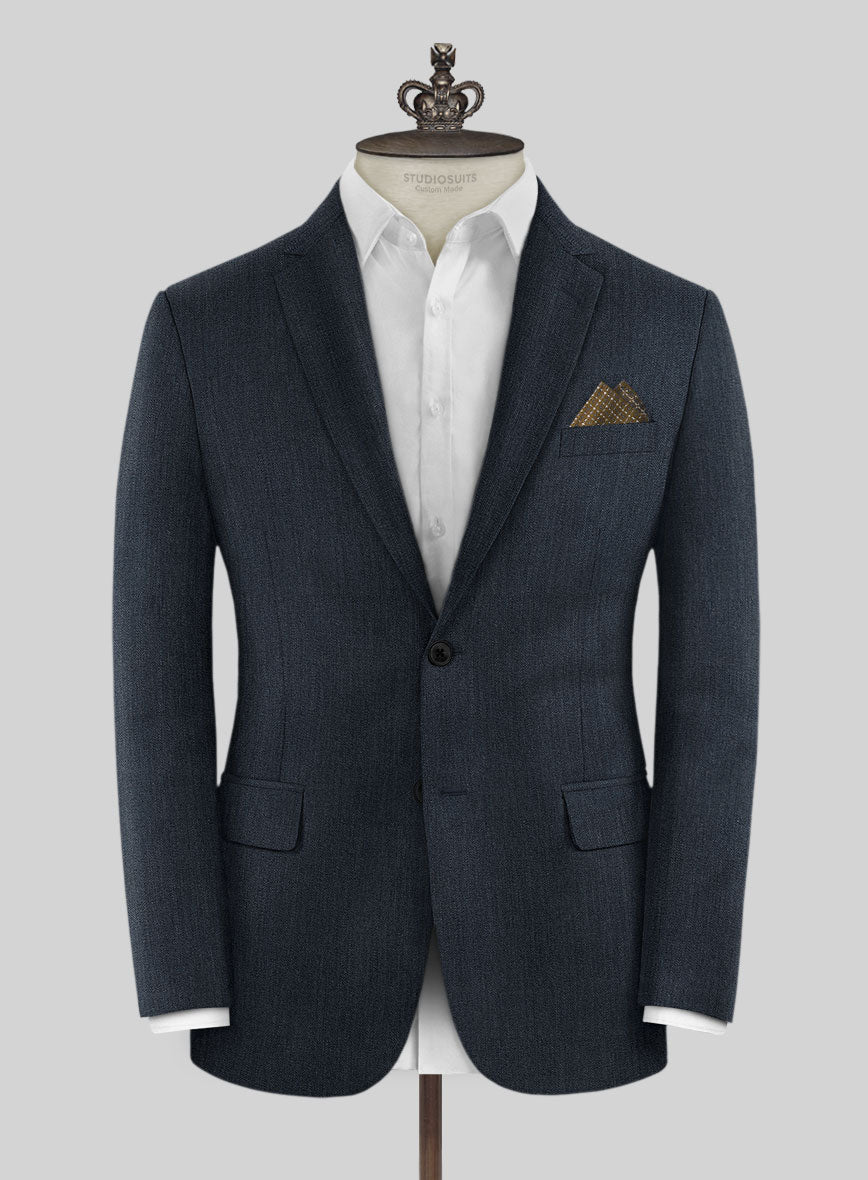 Bristol Muted Blue Herringbone Jacket - StudioSuits