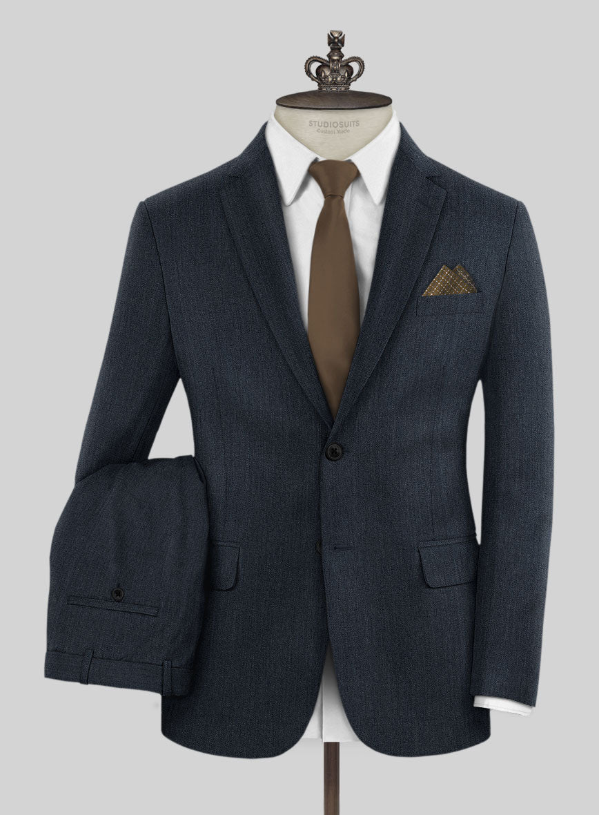 Bristol Muted Blue Herringbone Suit - StudioSuits