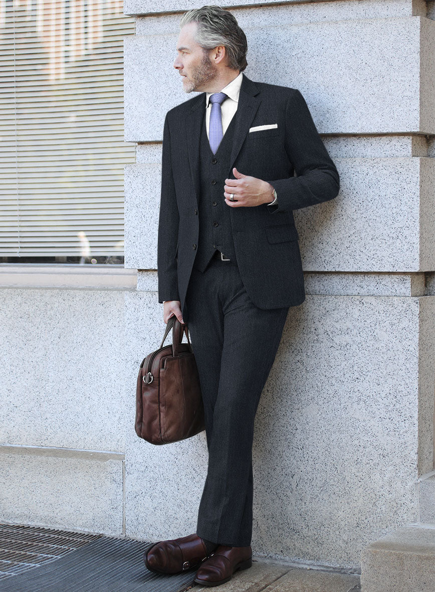 Bristol Muted Blue Herringbone Suit - StudioSuits
