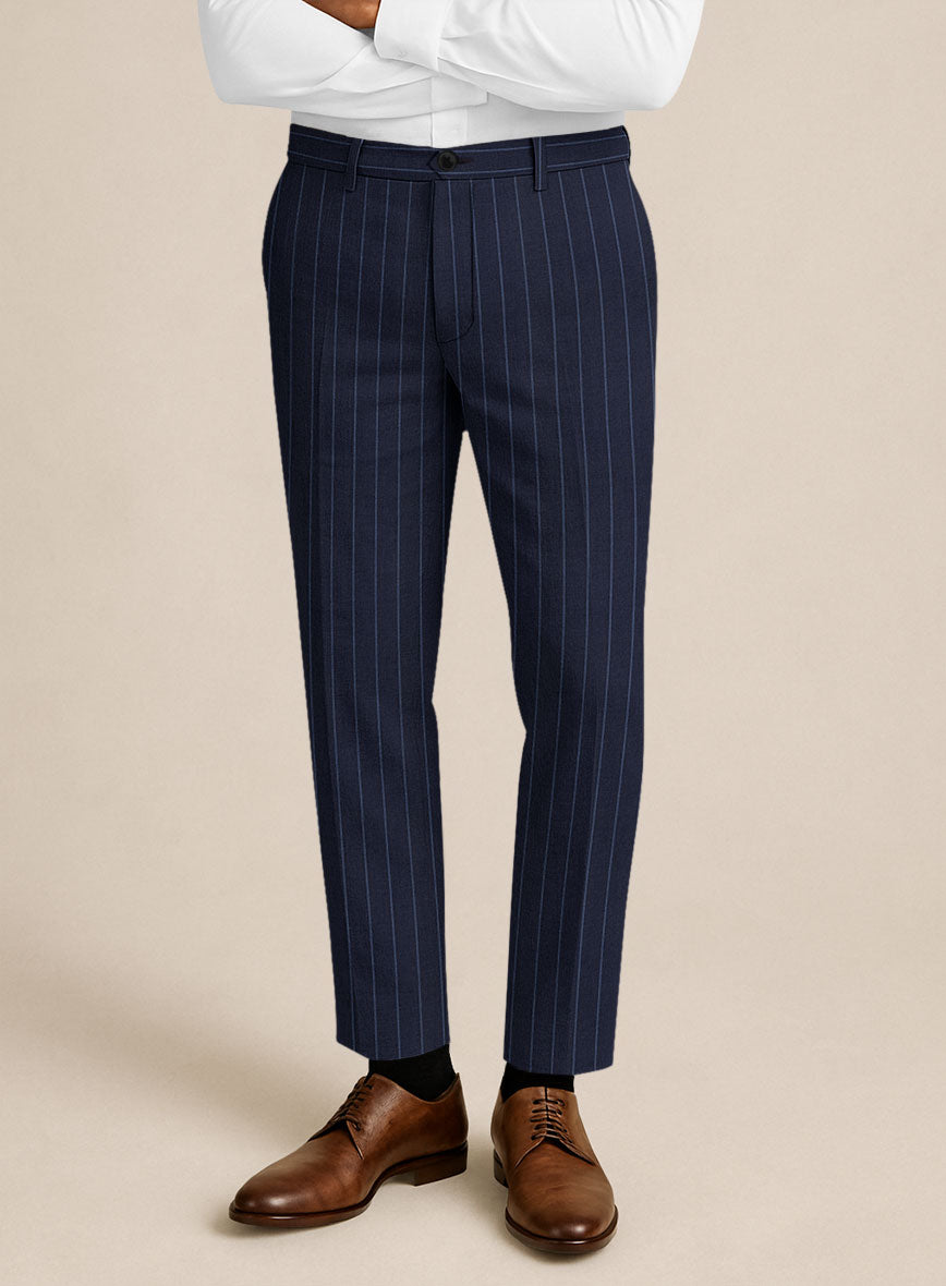 Bristol Navy Blue Rope Stripe Pants - StudioSuits