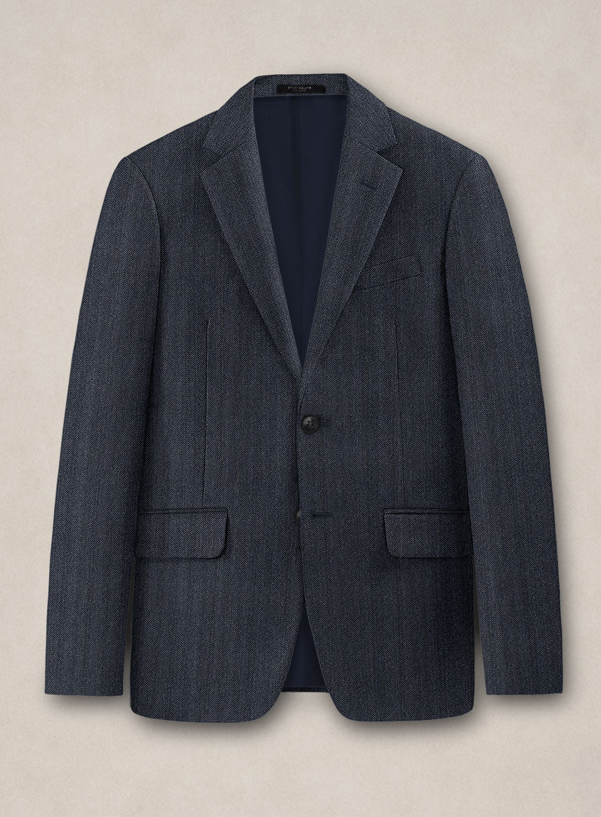 Bristol Steel Blue Herringbone Jacket - StudioSuits