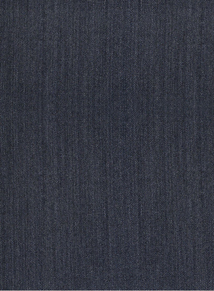 Bristol Steel Blue Herringbone Pants - StudioSuits