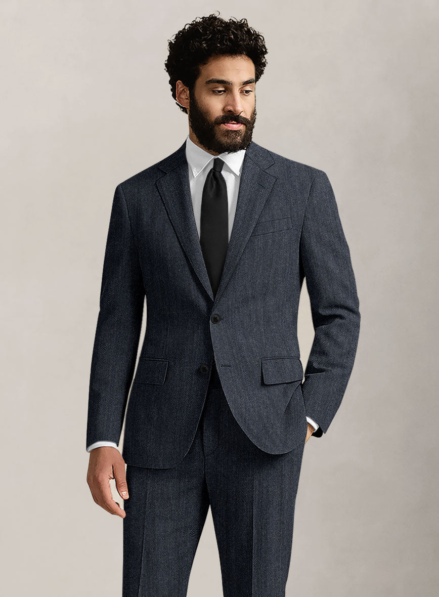 Bristol Steel Blue Herringbone Suit - StudioSuits