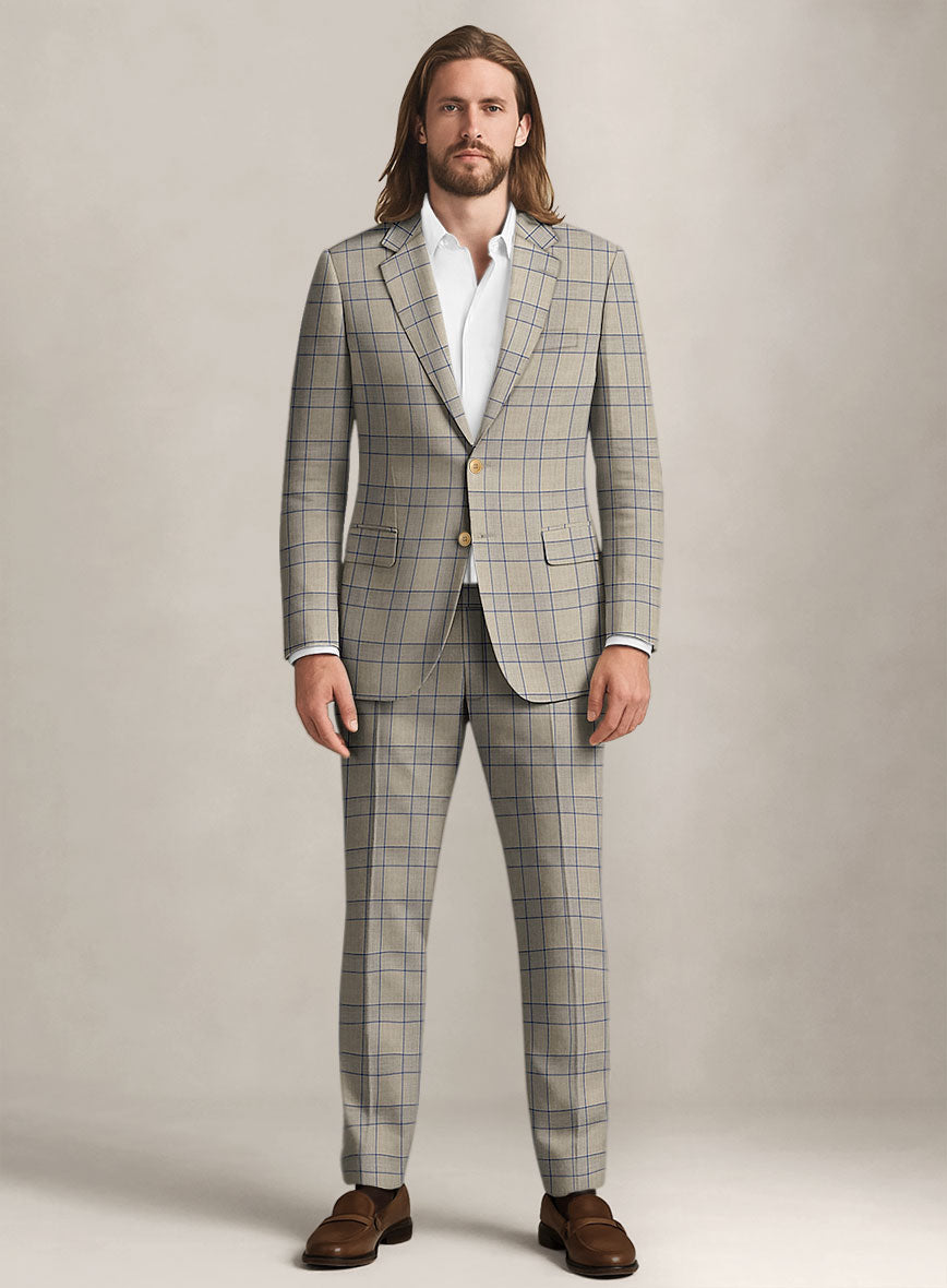 Bristol Stone Beige Windowpane Suit - StudioSuits