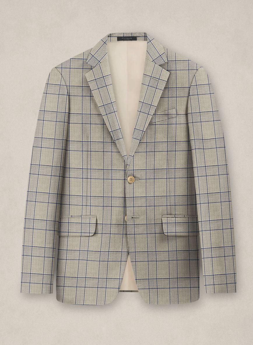 Bristol Stone Beige Windowpane Jacket - StudioSuits