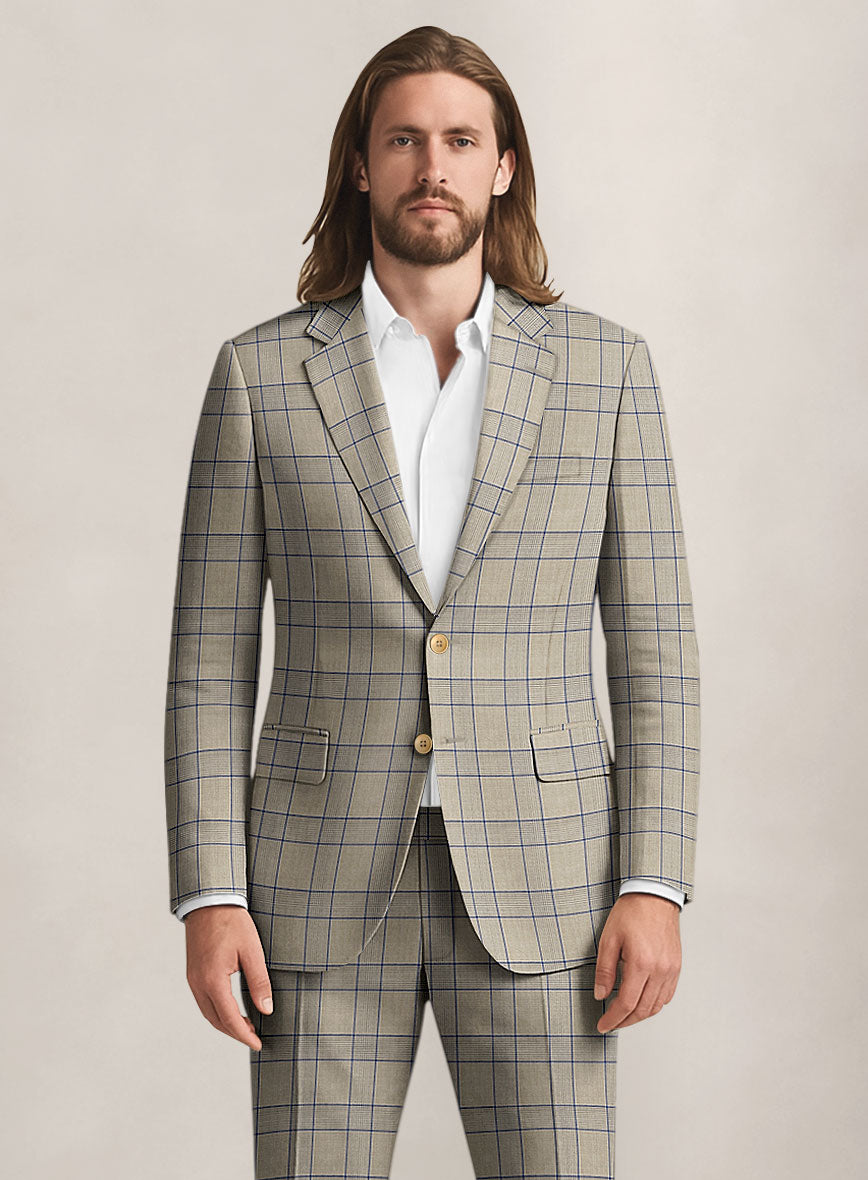 Bristol Stone Beige Windowpane Jacket - StudioSuits