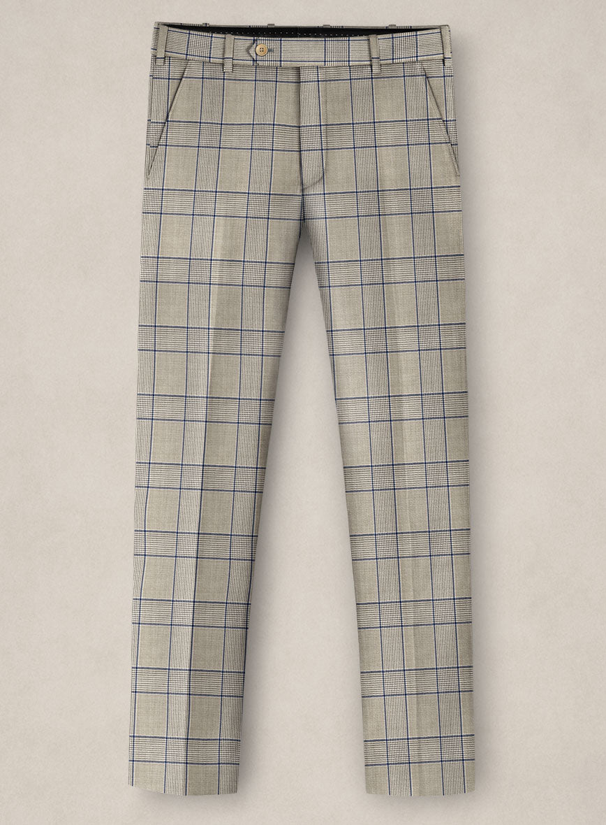 Bristol Stone Beige Windowpane Pants - StudioSuits