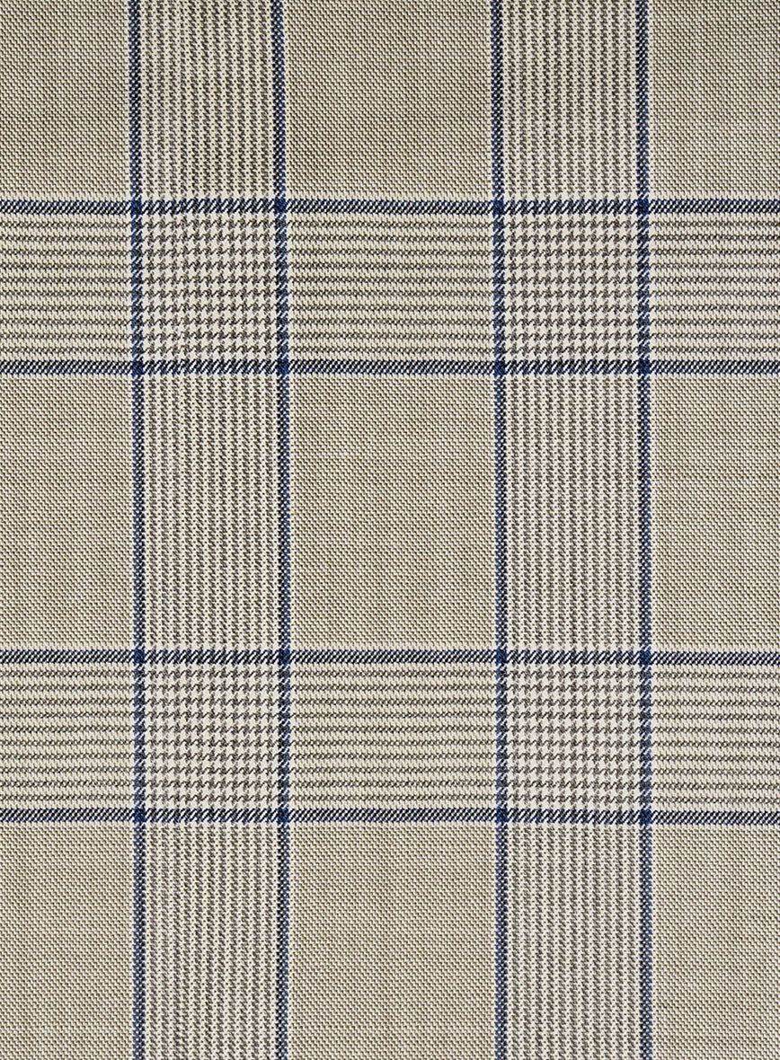 Bristol Stone Beige Windowpane Pants - StudioSuits
