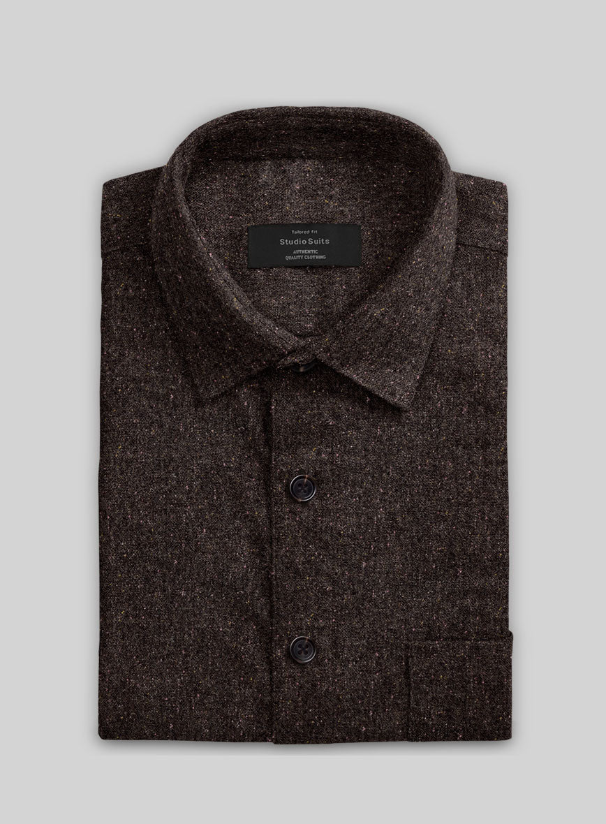 Brown Flecks Donegal Tweed Shirt - StudioSuits