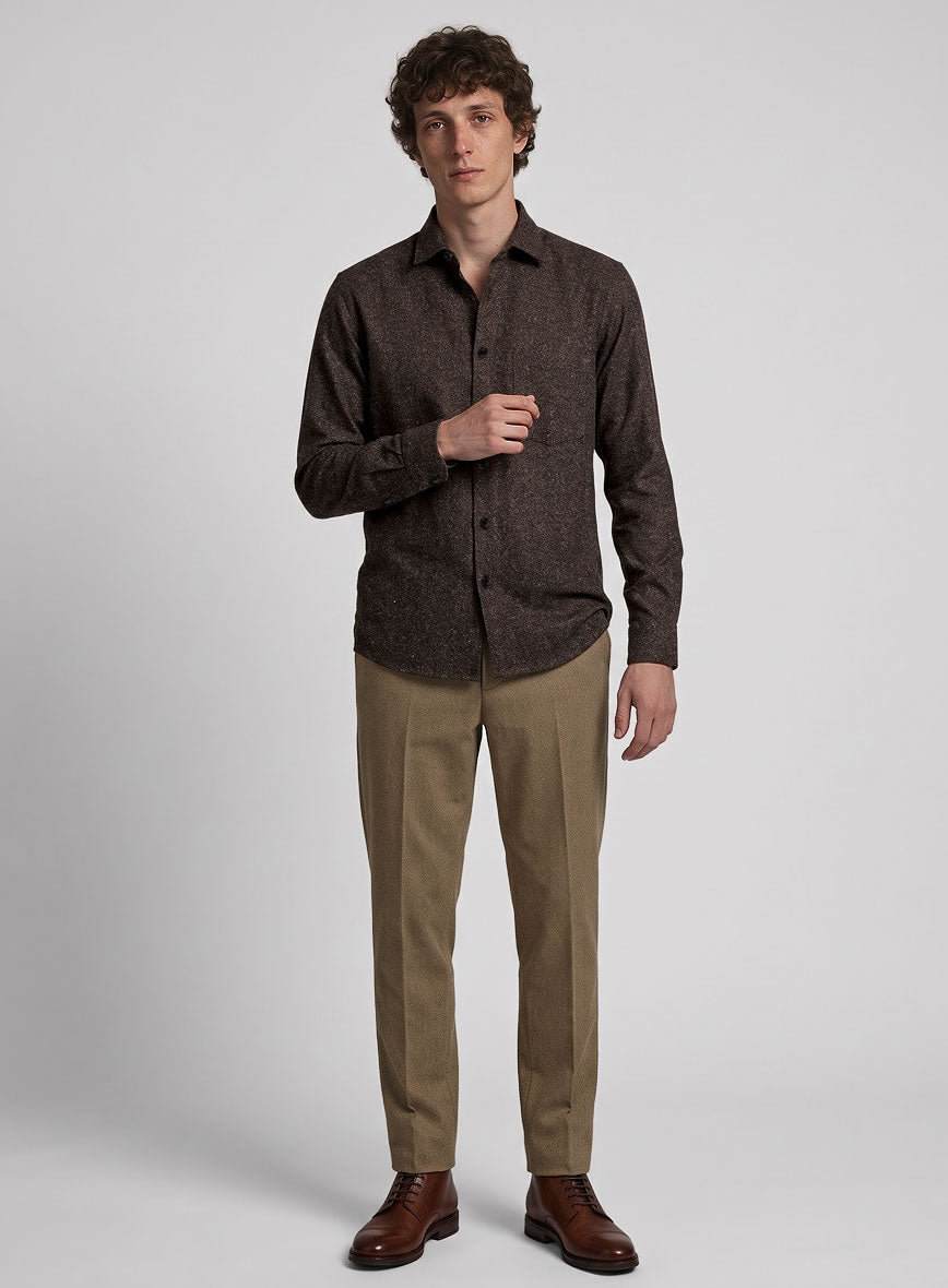 Brown Flecks Donegal Tweed Shirt - StudioSuits