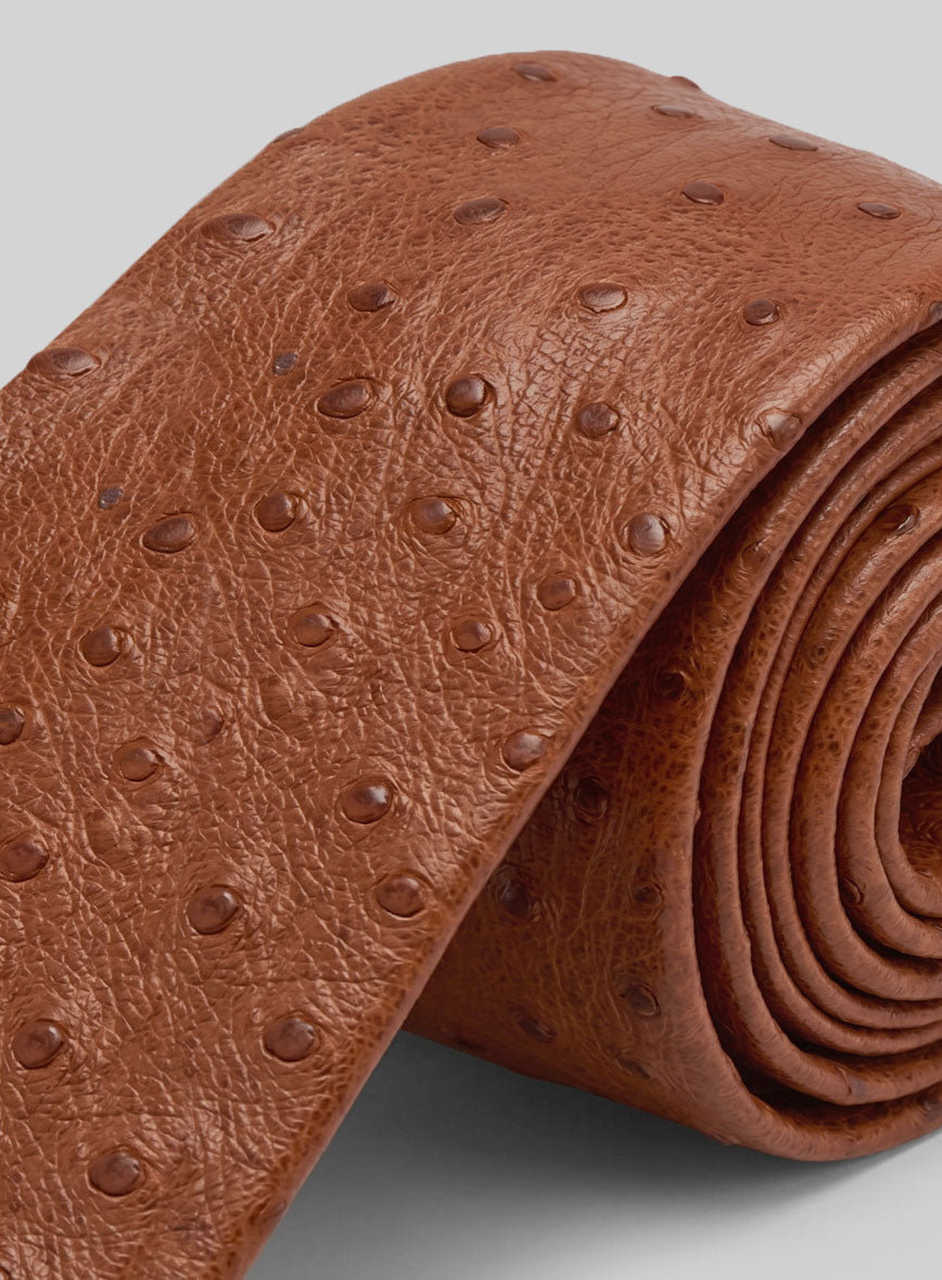 Brown Ostrich Leather Tie - StudioSuits