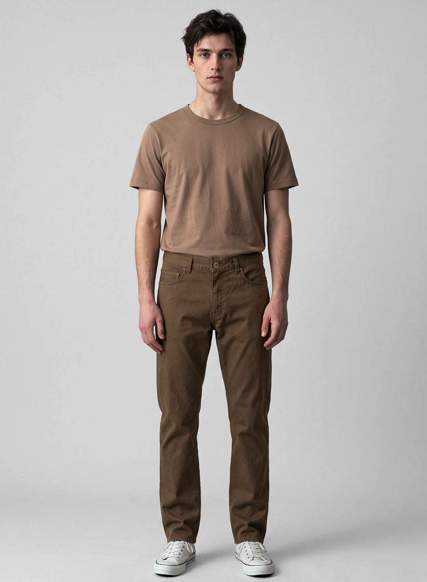 Brown Stretch Chino Jeans - StudioSuits