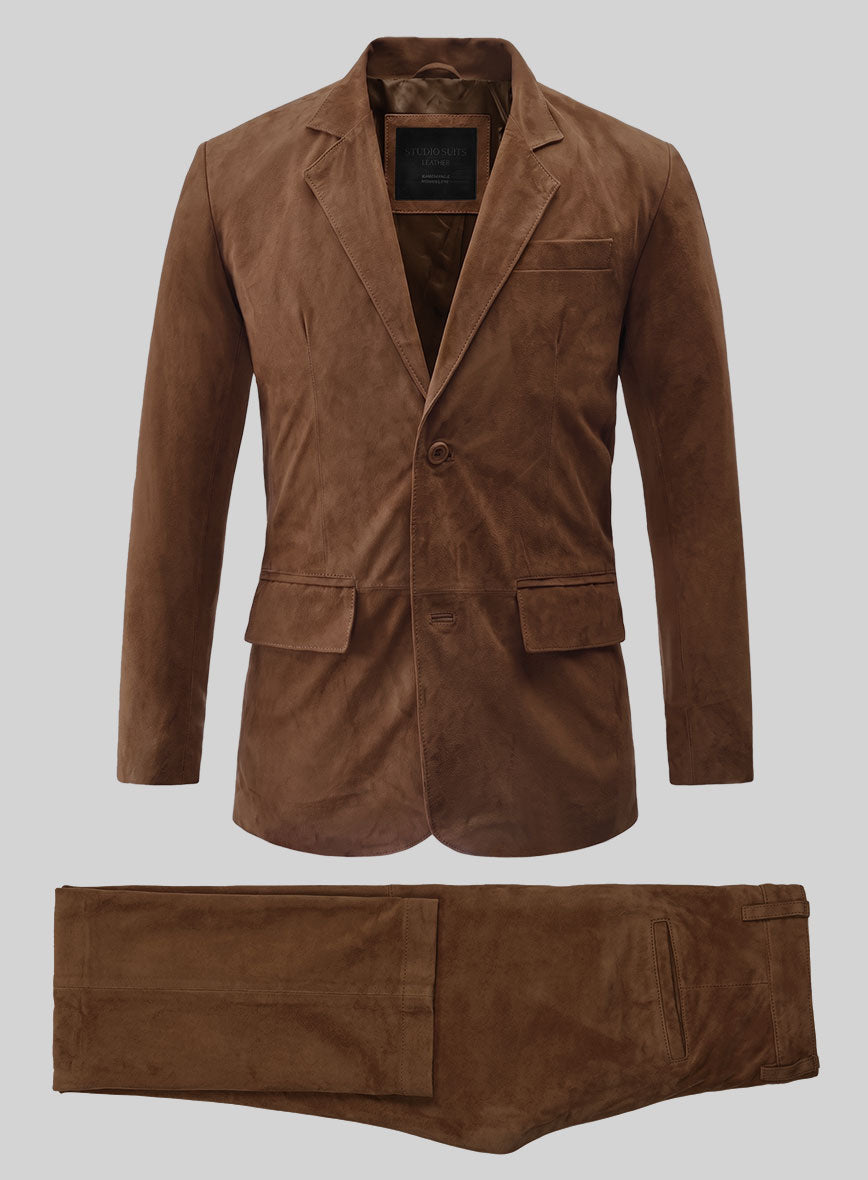 Brown Suede Leather Suit - StudioSuits