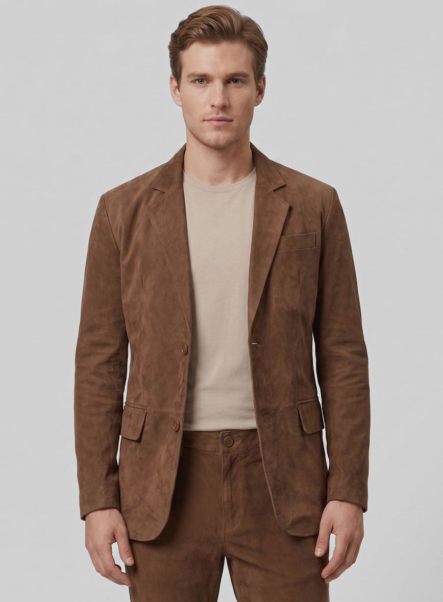 Brown Suede Leather Suit - StudioSuits