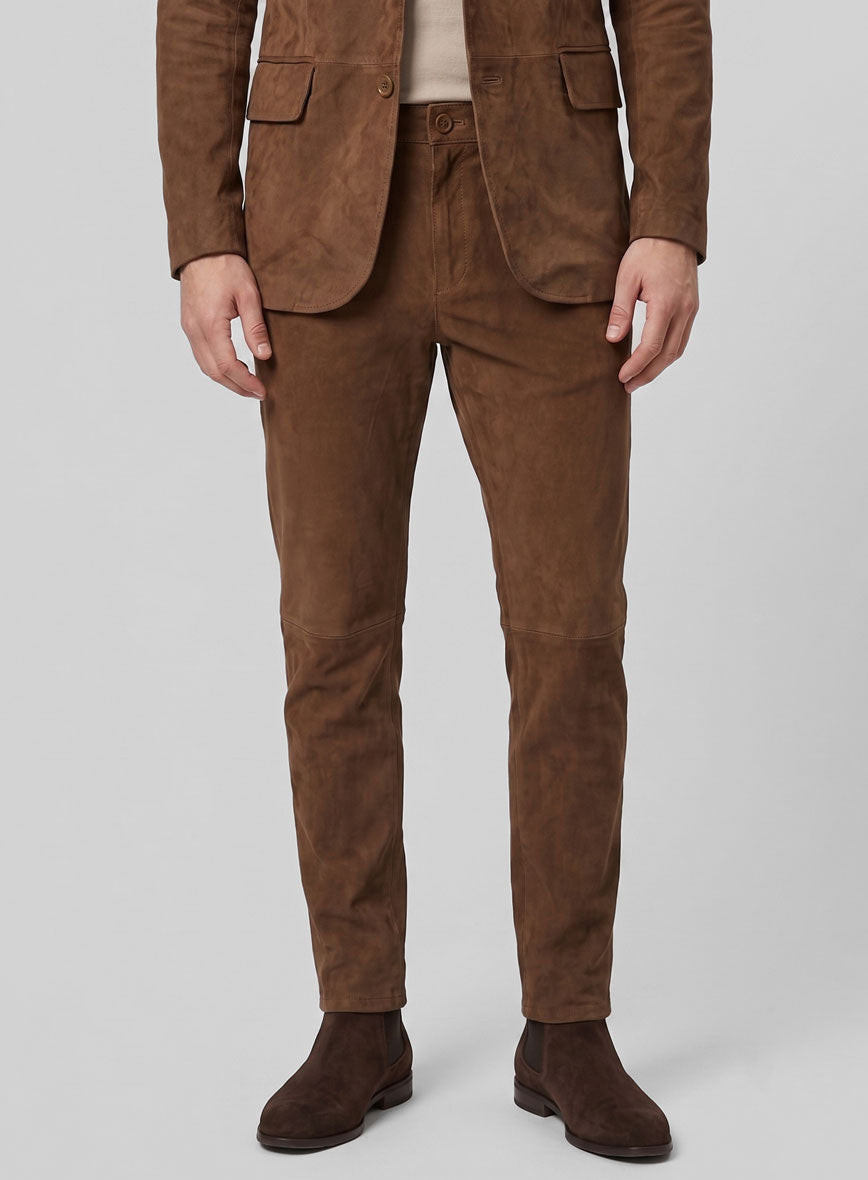 Brown Suede Leather Suit - StudioSuits