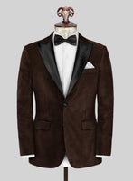 Brown Velvet Tuxedo Jacket - StudioSuits