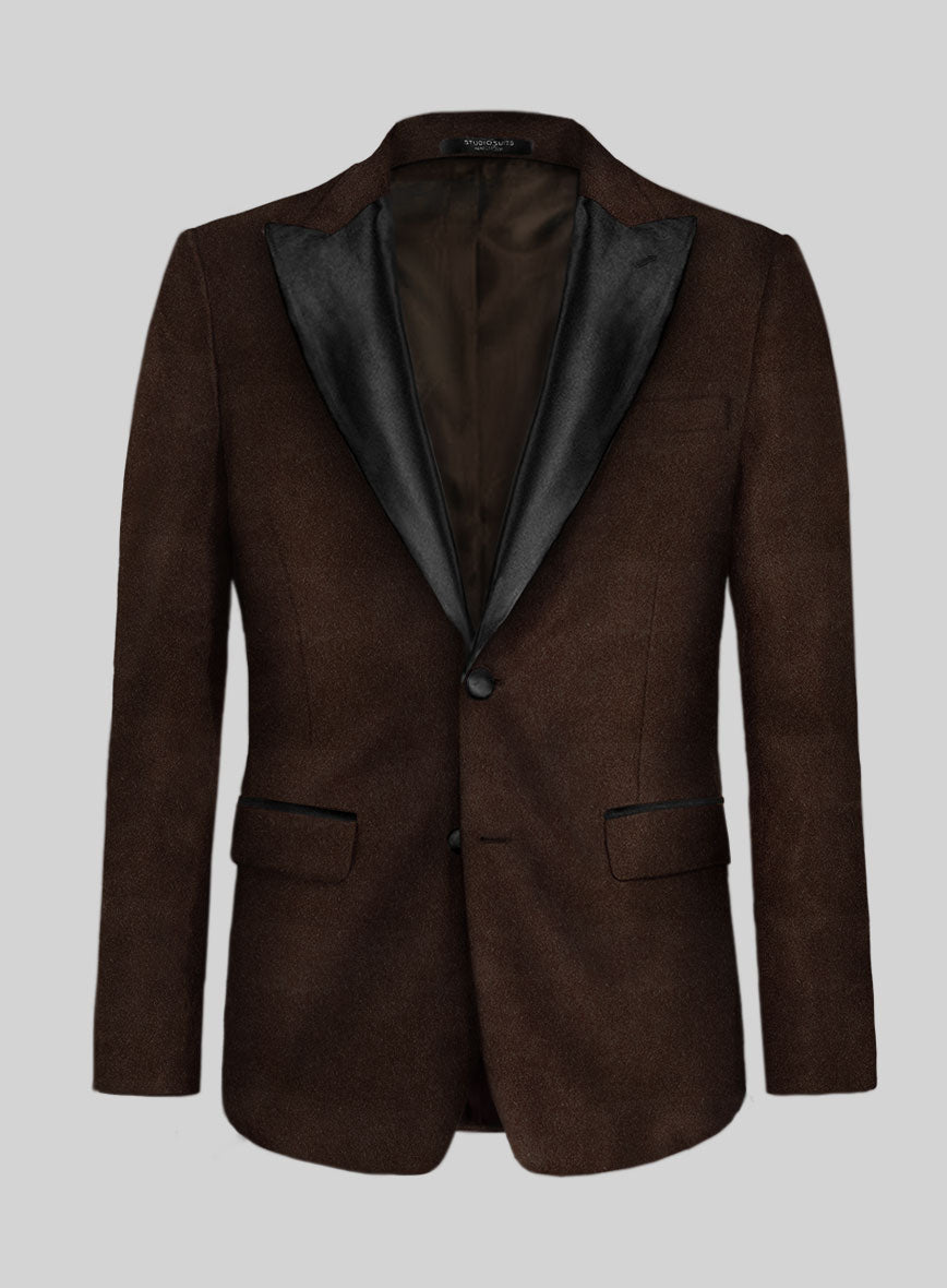 Brown Velvet Tuxedo Jacket - StudioSuits