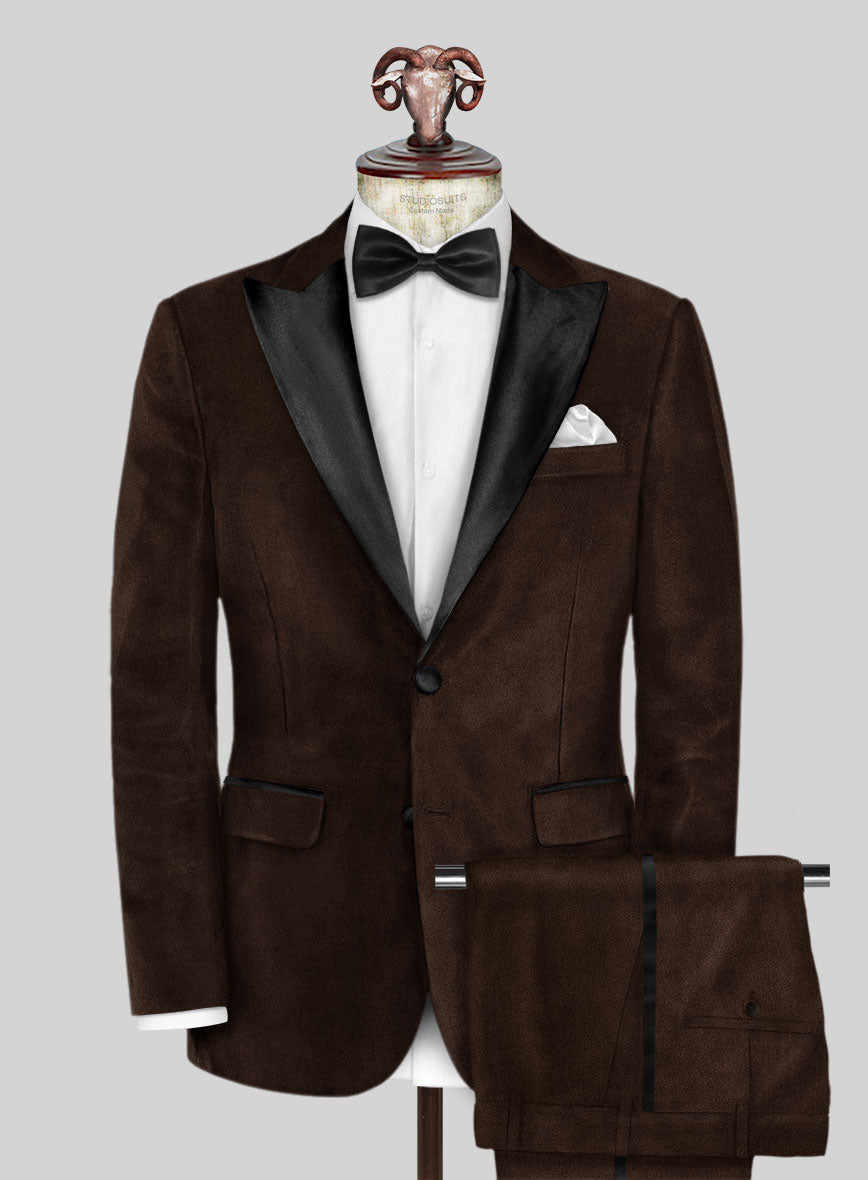 Brown Velvet Tuxedo Suit - StudioSuits