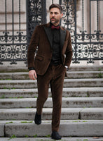 Brown Velvet Tuxedo Suit - StudioSuits