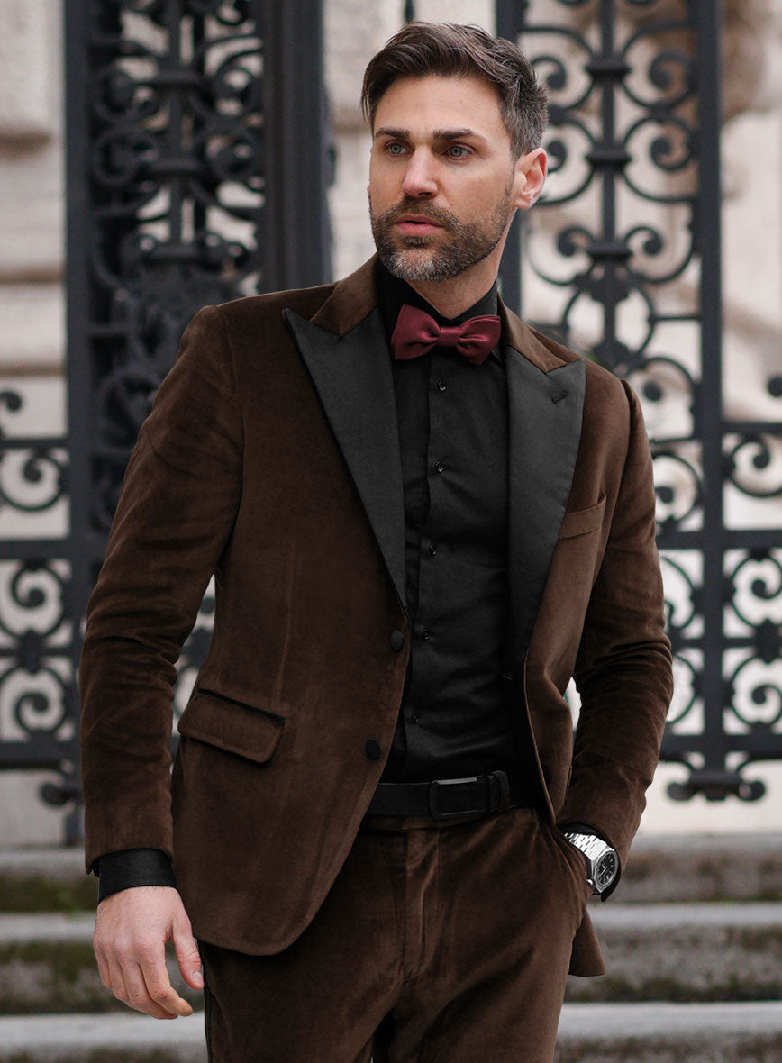 Brown Velvet Tuxedo Suit - StudioSuits
