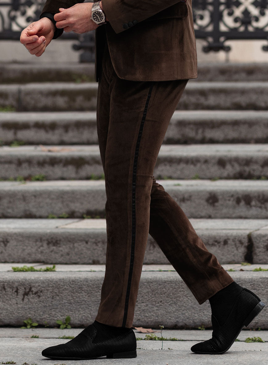 Brown Velvet Tuxedo Suit - StudioSuits