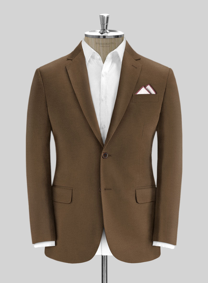 Brown Feather Cotton Canvas Stretch Jacket - StudioSuits