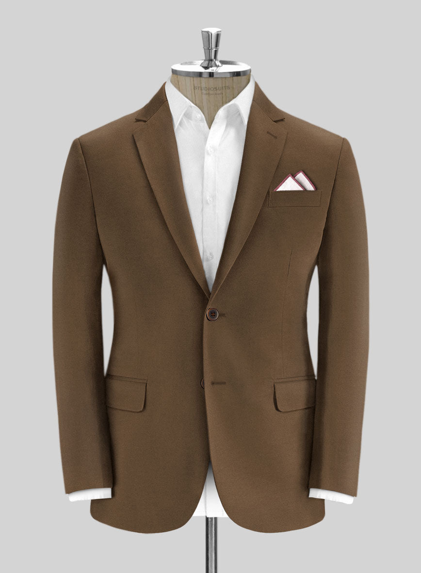 Brown Feather Cotton Canvas Stretch Suit - StudioSuits