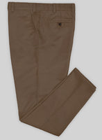 Washed Brown Feather Cotton Canvas Stretch Chino Pants - StudioSuits