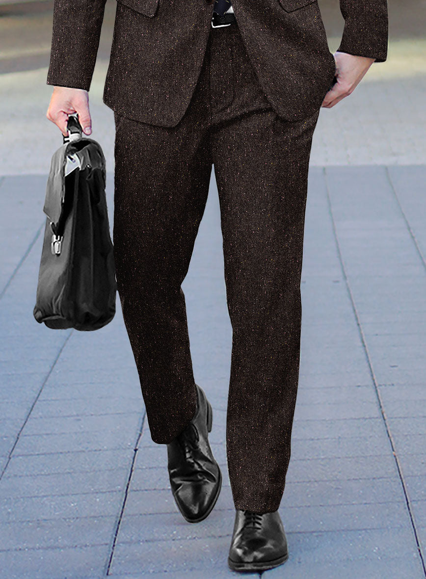 Brown Flecks Donegal Tweed Pants - StudioSuits