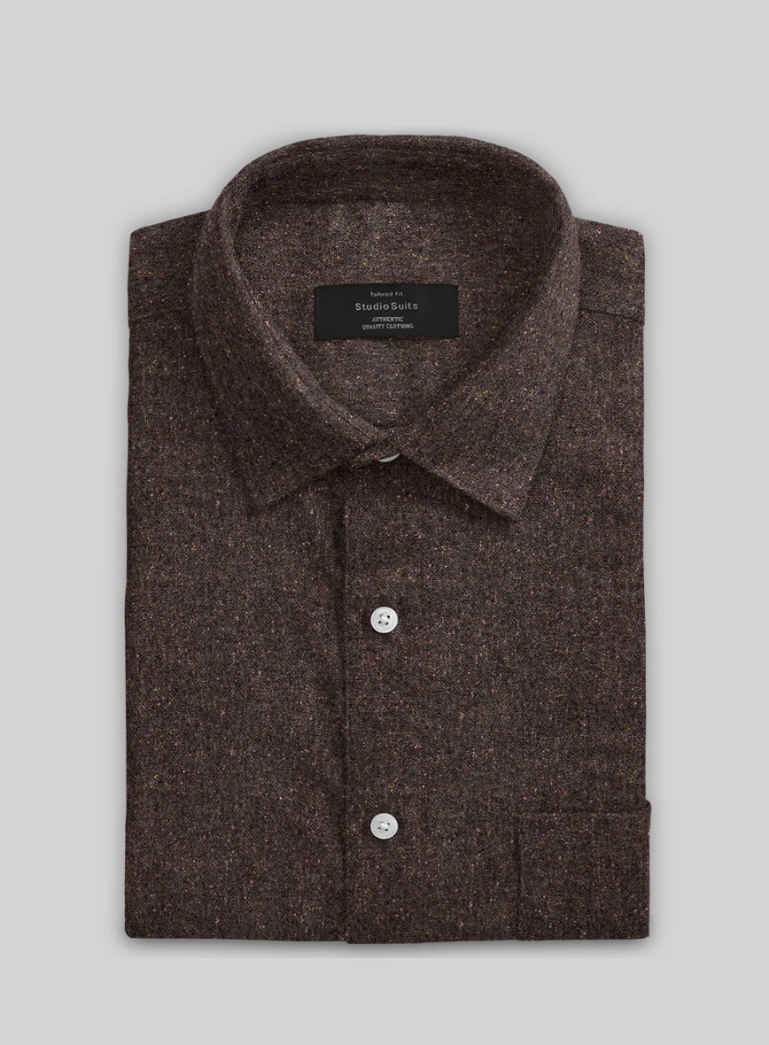 Brown Flecks Donegal Tweed Shirt - StudioSuits