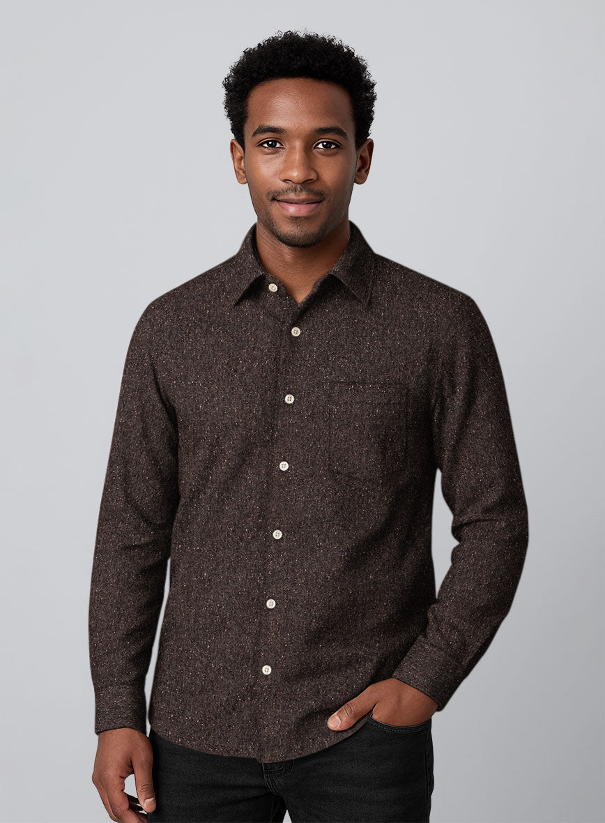 Brown Flecks Donegal Tweed Shirt - StudioSuits