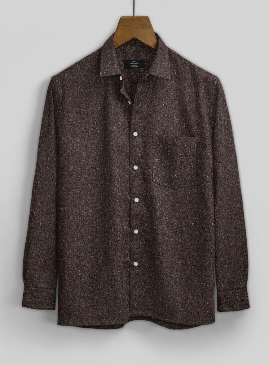 Brown Flecks Donegal Tweed Shirt - StudioSuits