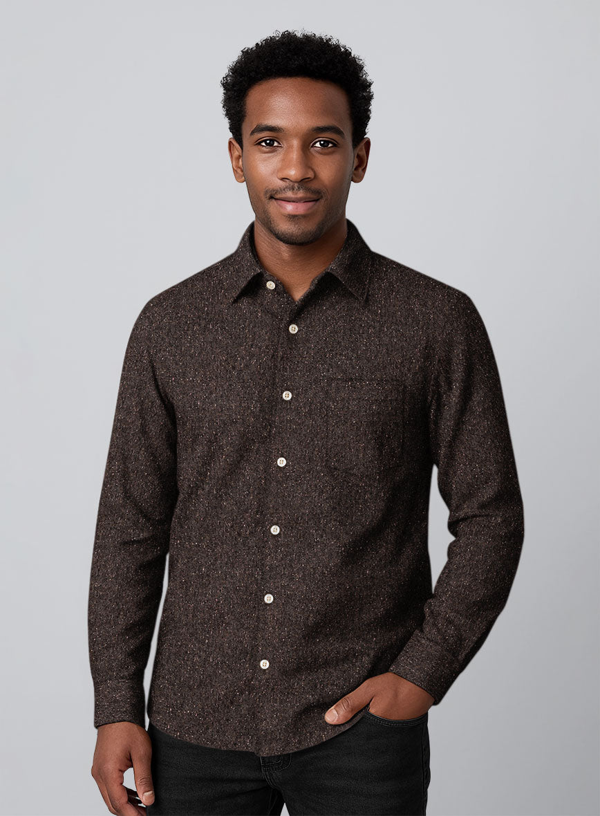 Brown Flecks Donegal Tweed Shirt - StudioSuits
