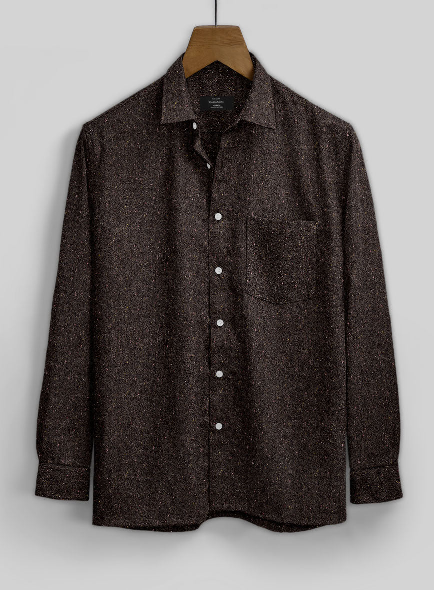 Brown Flecks Donegal Tweed Shirt - StudioSuits