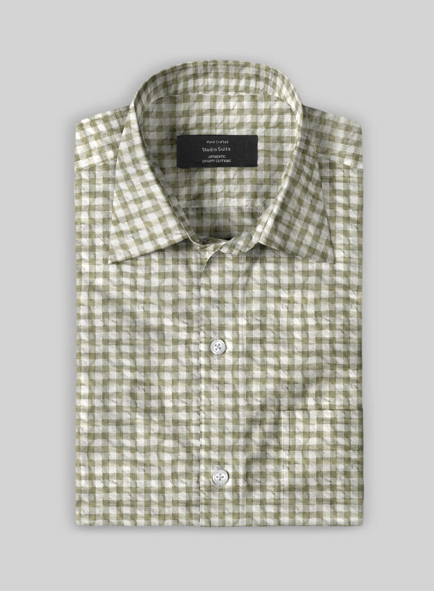 Brown Seersucker Cotton Shirt - StudioSuits