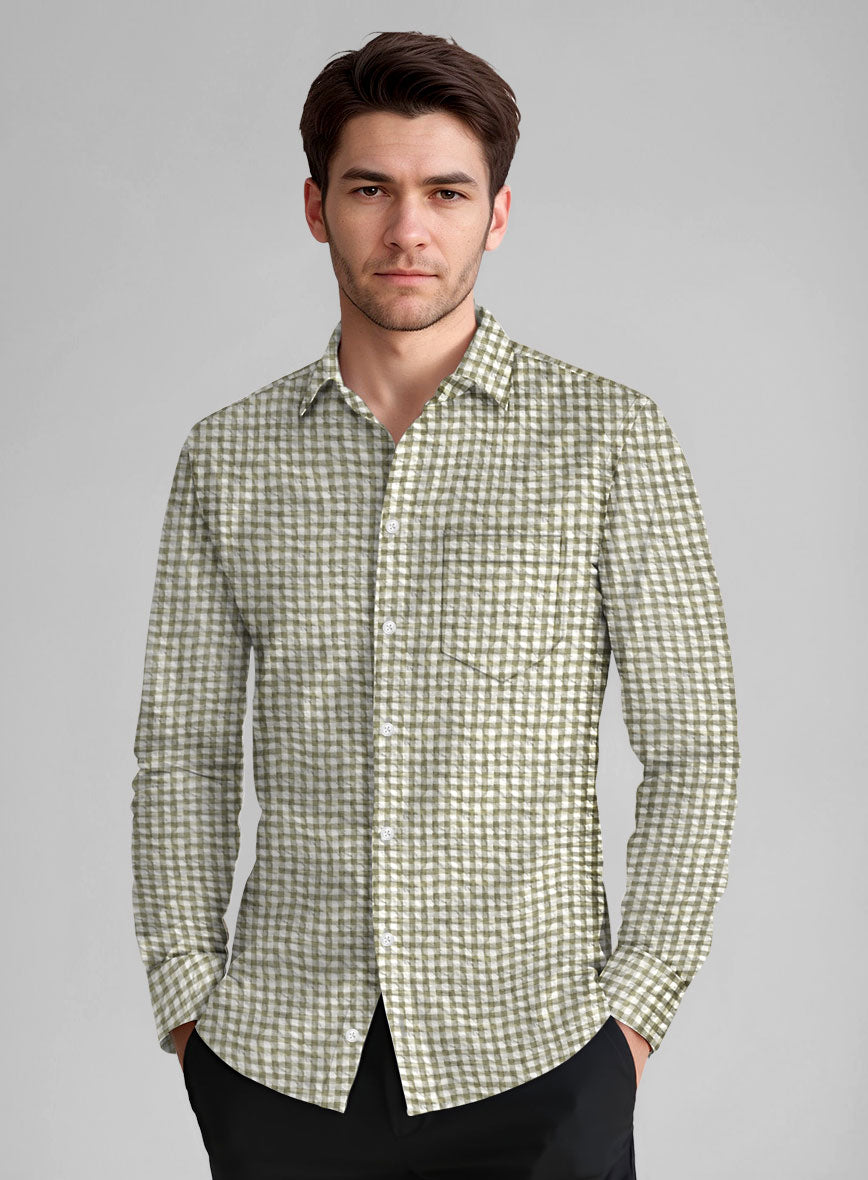 Brown Seersucker Cotton Shirt - StudioSuits