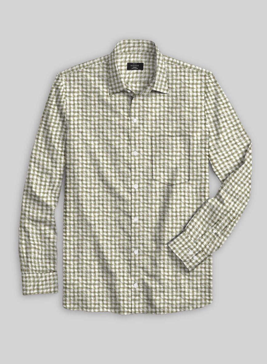 Brown Seersucker Cotton Shirt - StudioSuits