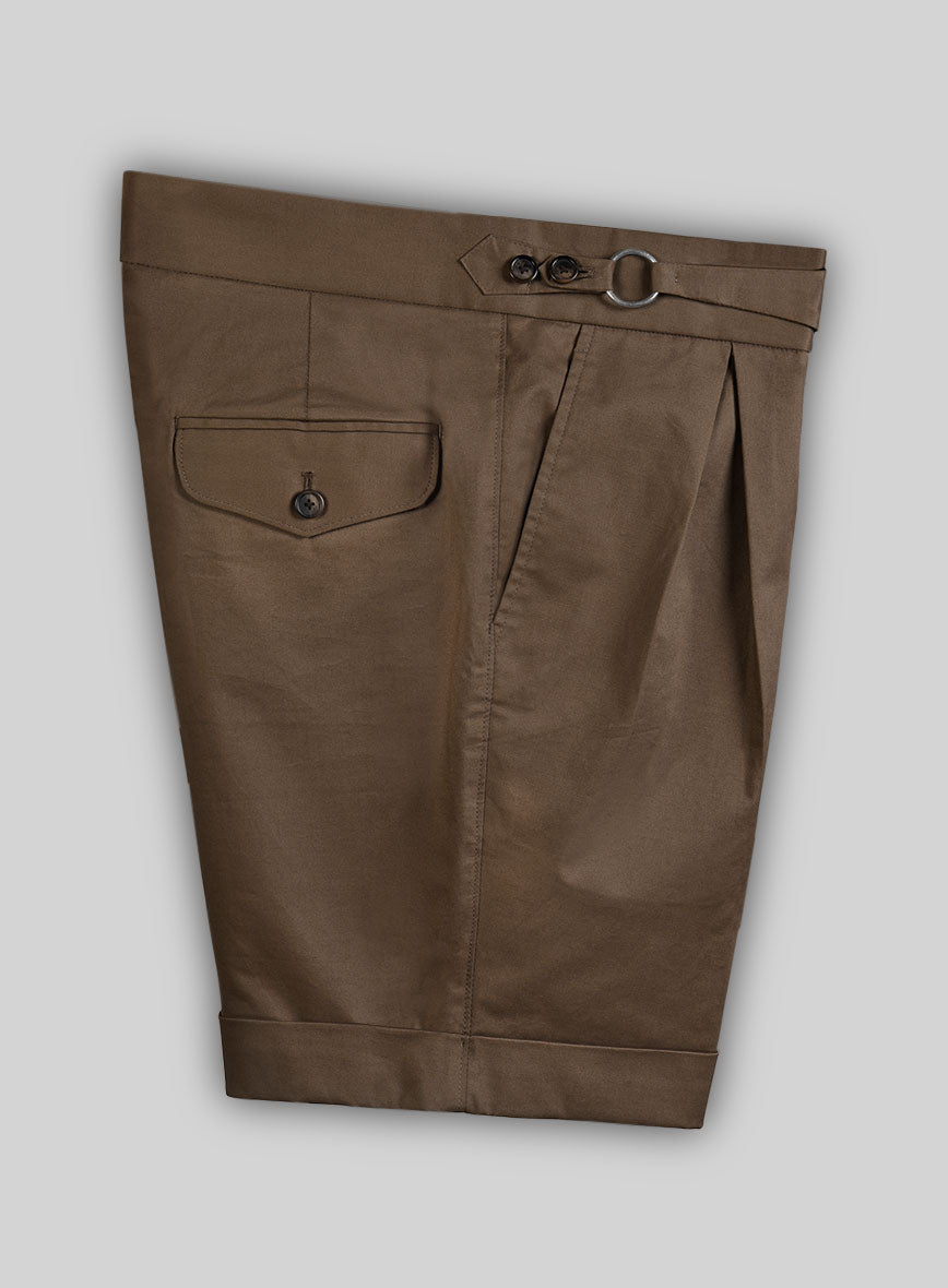 Brown Stretch Chino Gurkha Shorts - StudioSuits