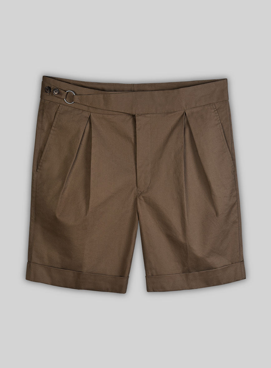 Brown Stretch Chino Gurkha Shorts - StudioSuits