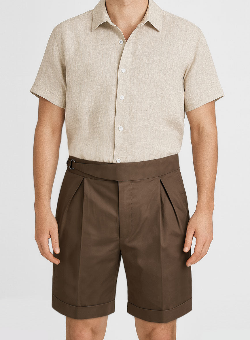 Brown Stretch Chino Gurkha Shorts - StudioSuits