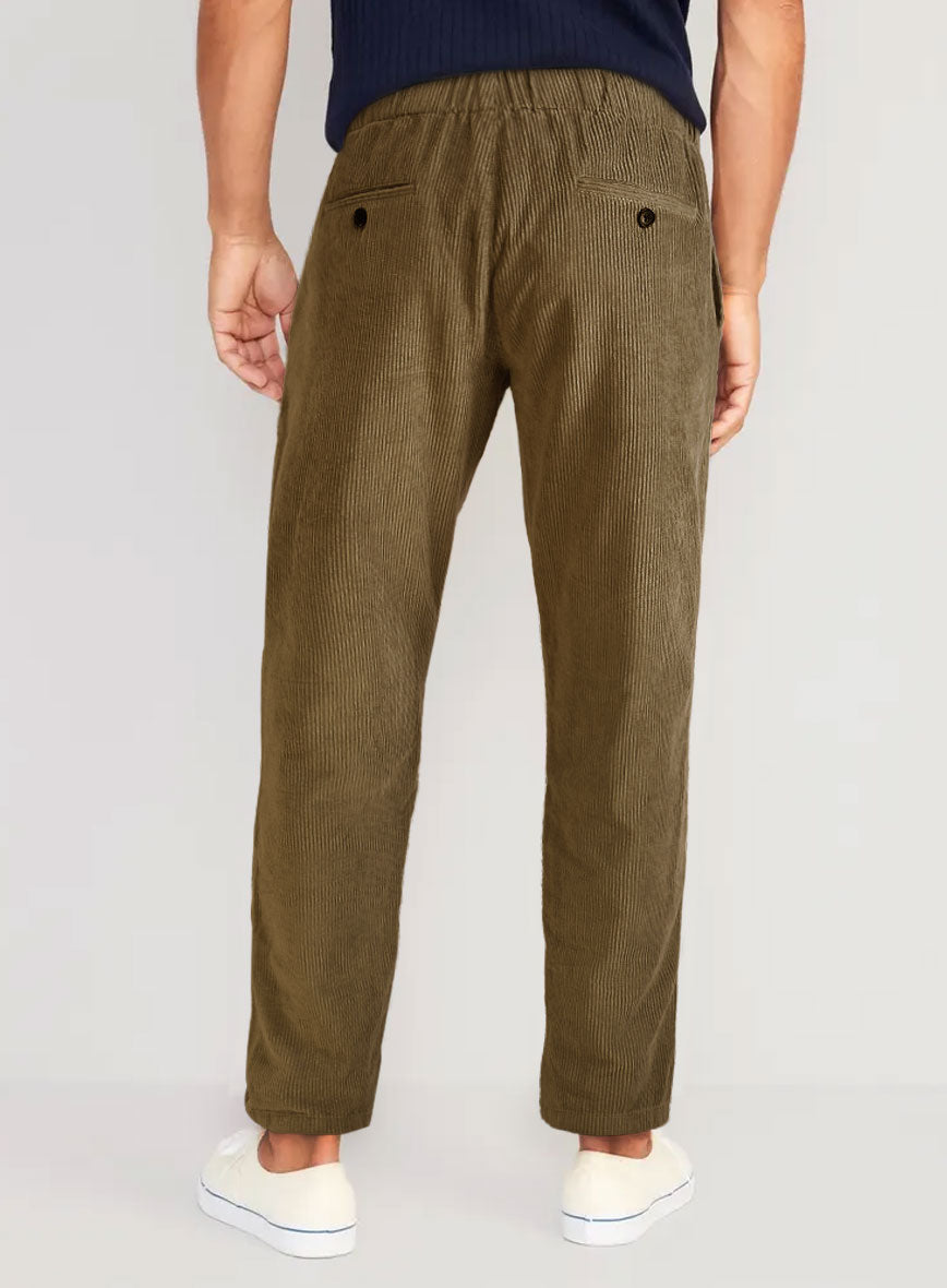 Brown Stretch Pin Corduroy Easy Pants - StudioSuits