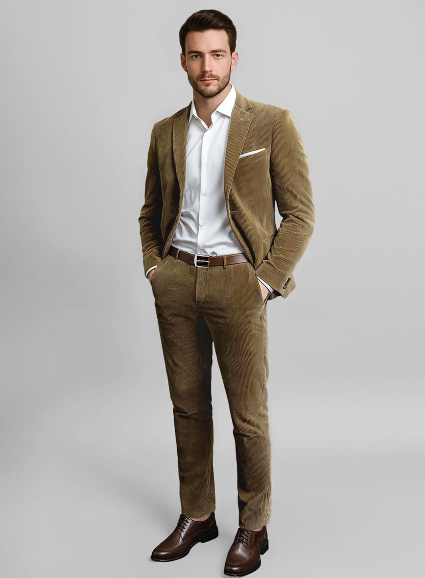 Brown Stretch Pin Corduroy Suit - StudioSuits